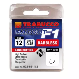   Trabucco F1 Maggot 12 à palette, Hameçon sans ardillon 15db