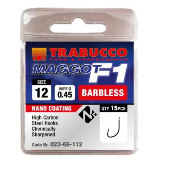Trabucco F1 Maggot 12 à palette, Hameçon sans ardillon 15db