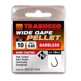   Trabucco Wide Gape Pellet 12 à palette, Hameçon sans ardillon 15db