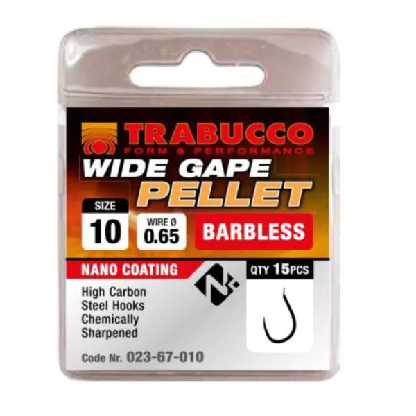 Trabucco Wide Gape Pellet 16 à palette, Hameçon sans ardillon 15db