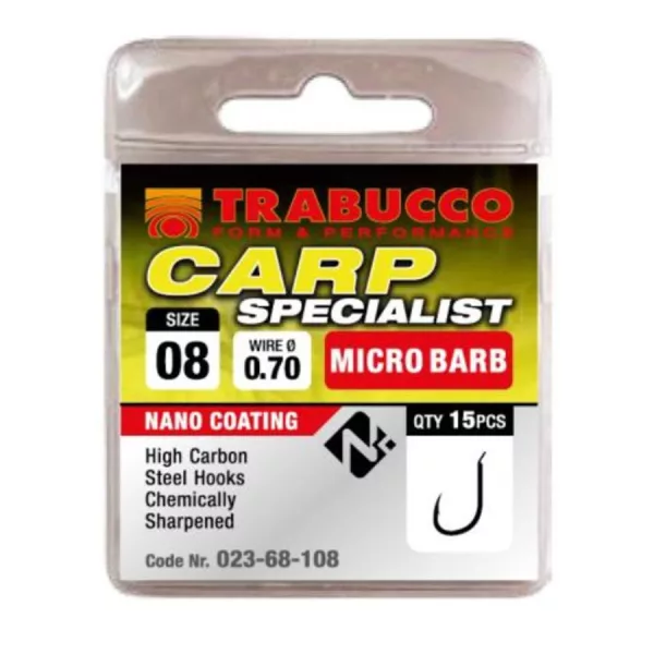 Trabucco Carp Specialist 18 hameçon à palette, avec ardillon 15 pièces