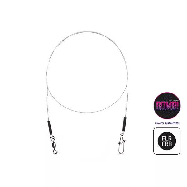 Bas de ligne en fluorocarbone Delphin BOMB! avec émerillon et agrafe Fluorocarbone 20cm