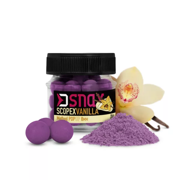 Appât Delphin D SNAX POP 8mm/20g Scopex-Vanille Pop Up pour Feeder