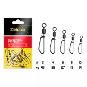   Delphin Rolling Swivel With T Snap - #4 Agrafe tournante 10pcs