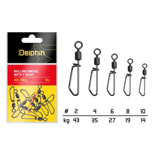 Delphin Rolling Swivel With T Snap - #6 Agrafe tournante 10pcs