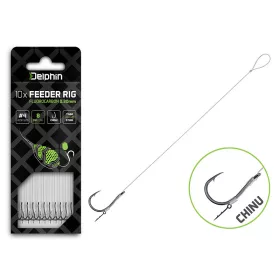  Delphin Fluoro Sting Feeder Rig 8cm Fluorocarbone Bas de ligne prémonté 4 Hameçon Chinu 10 pièces