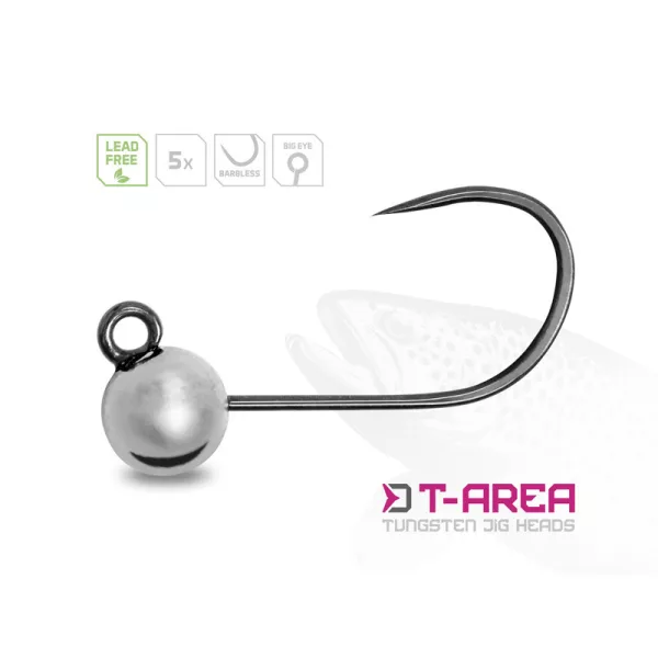 Delphin T-Area BL Tungsten Jig 4,6mm 0,9gr 6 Micro Tête de Jig en Argent 5pcs