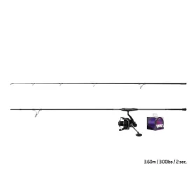   Delphin Kit de Pêche à la Carpe CorsaBlack Nero avec Canne 3,60m 2 brins, Moulinet Corzar 8T et Fil Impulz 0,30mm