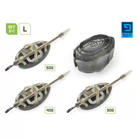   Delphin Method Quix Reaxe Feeder L 3+1 Method Kosár Szett Töltőszerszámmal 30gr, 40gr, 50gr