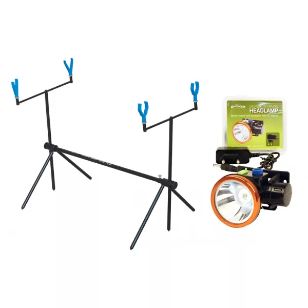 Kamasaki Economic Rod Pod 2 Cannes avec Lampe frontale super puissante