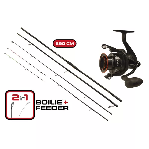 Carp Expert Max2 Double Tip Canne de 3,90m avec Moulinet Max2 DT 6000