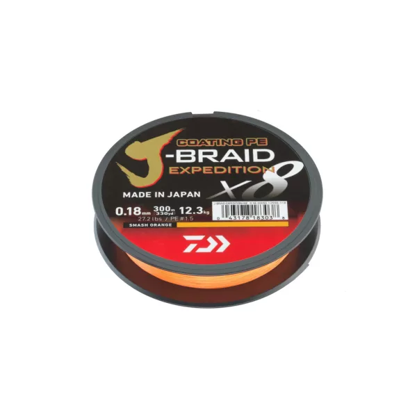 Daiwa J-Braid Expedition X8 Smash Orange 0,13mm 150m Fonott Főzsinór