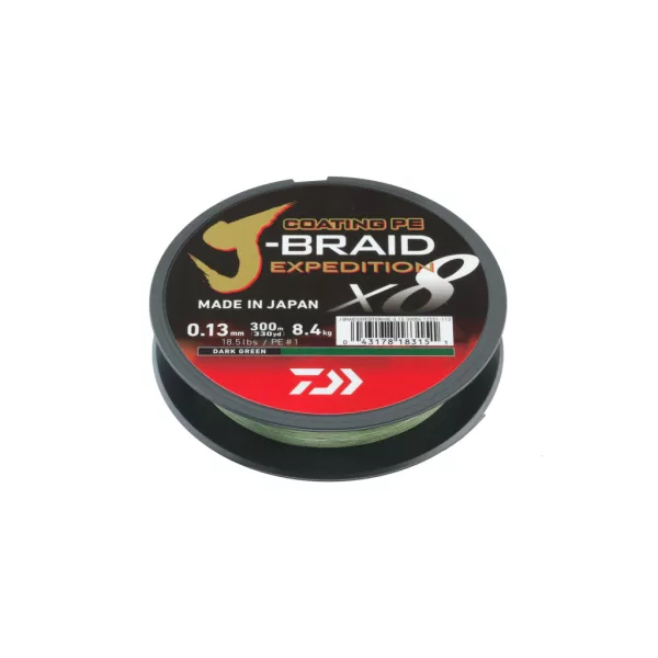 Daiwa J-Braid Expedition X8 Dark Green 0,06mm 150m Fonott Főzsinór