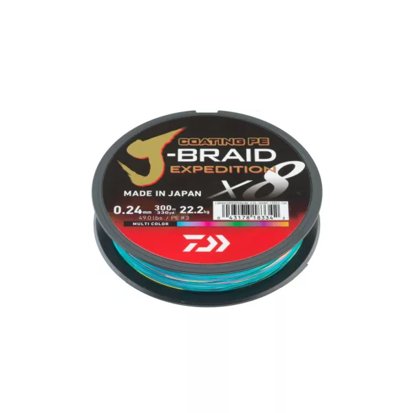 Daiwa J-Braid Expedition X8 Multi-Color 0,32mm 300m Fonott Főzsinór