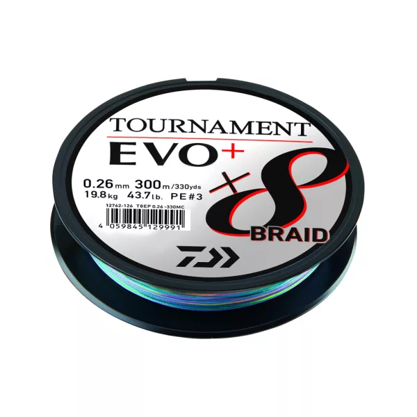 Daiwa Tournament X8 Braid Evo+ Multi-Color 0,26mm 1000m Fonott Főzsinór