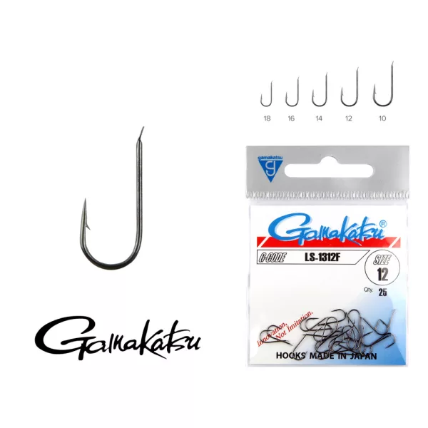 Gamakatsu LS-1312F/014 Noir 14 25 pièces/paquet Hameçon à carpe à palette et à ardillon