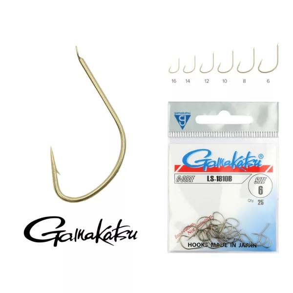 Gamakatsu LS-1810B/008 Bronze 8 25 pièces/paquet Hameçon feeder à palette et à ardillon