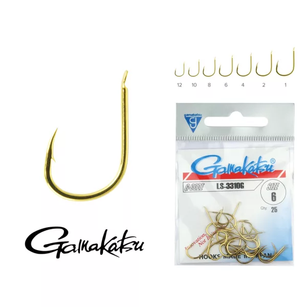 Gamakatsu LS-3310G/008 Or 8 25db/csomag À palette À ardillon Hameçon à carpe