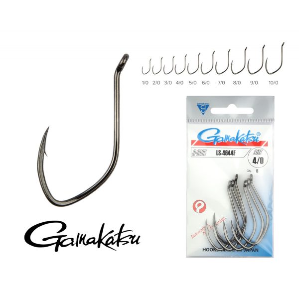 Gamakatsu LS-4644F/200 Noir 6 6 pièces/paquet Hameçon à œillet barbelé pour poisson carnassier