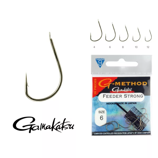 Gamakatsu Feeder Strong B10 Noir 10 10/paquet Hameçon Feeder à palette et à ardillon