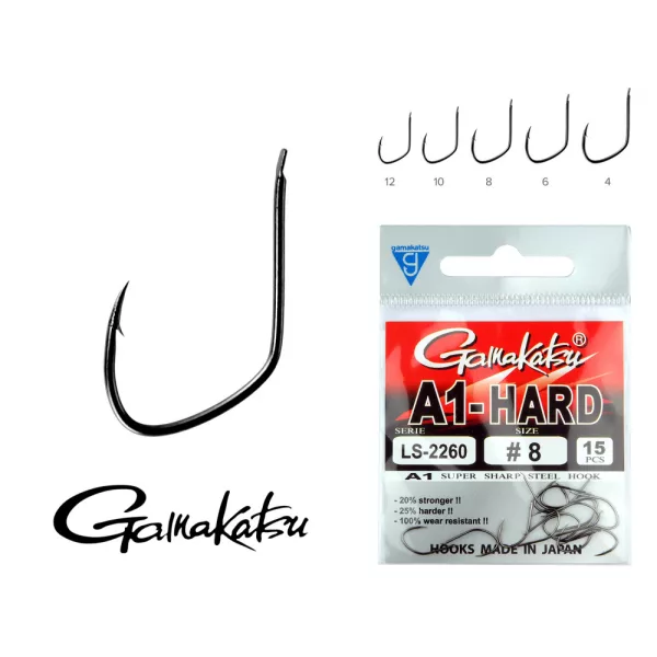 Gamakatsu G-carp A1 Long Claw Noir 4 10 pièces/paquet Hameçon feeder à œillet barbelé