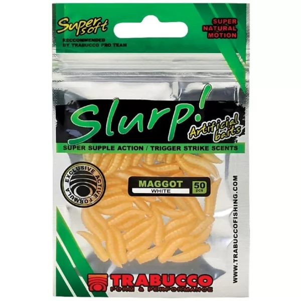 Trabucco Slurp Bait Maggot Blanc Naturel Ver Artificiel Blanc 50 pièces
