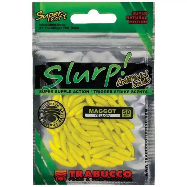 Trabucco Slurp Bait Maggot Jaune Ver Artificiel Jaune 50 pièces