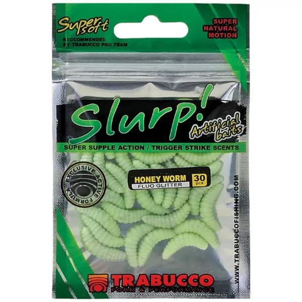 Trabucco Slurp Bait Honey Worm XL Fluo Larve d'abeille artificielle 25db