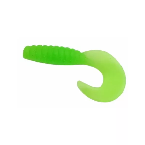 Trabucco Yummy Bait Curly Tail Vert Chartreuse 4cm Appât en plastique 8 pièces