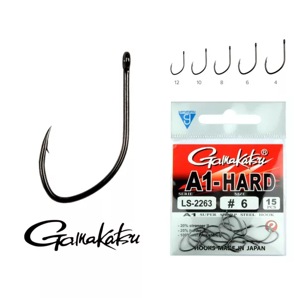 Gamakatsu LS-2263NSB/010 A1 Noir 10 15 pièces/paquet Hameçon feeder à œillet barbelé