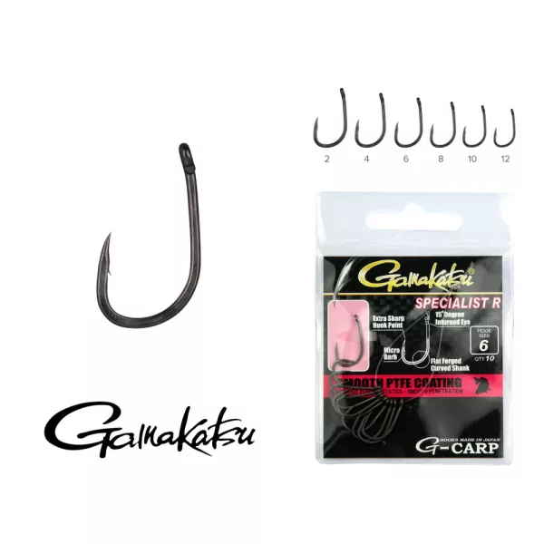 Gamakatsu G-Carp Specialist R Noir 4 10 pièces/paquet Hameçon feeder à œillet barbelé