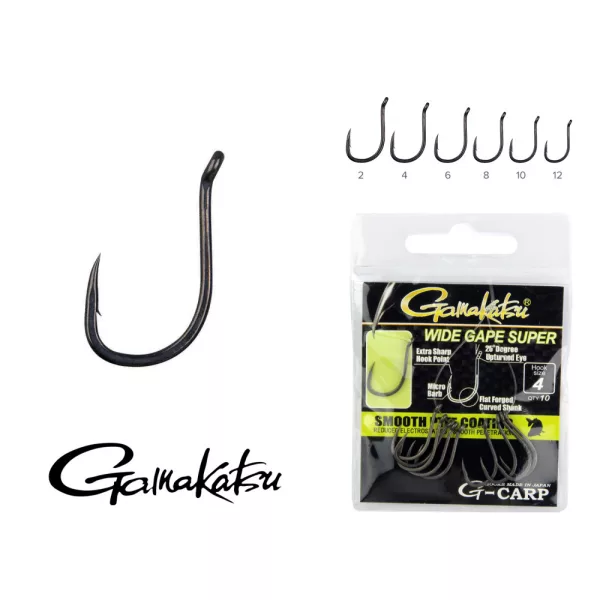 Gamakatsu G-Carp Specialist RX Noir 12 10db/csomag À œillet À micro ardillon Hameçon à bouillette