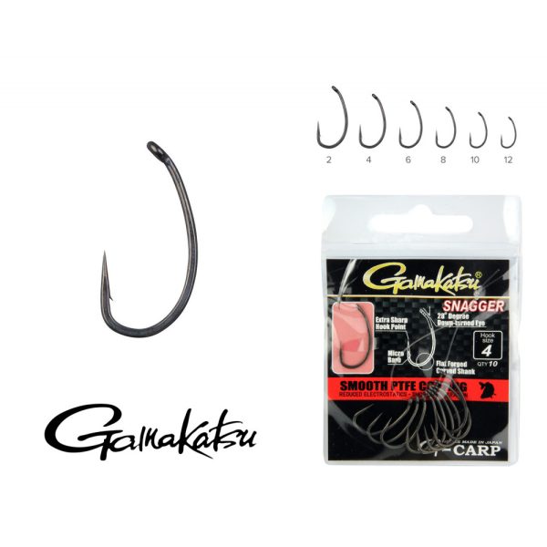 Gamakatsu G-Carp Snagger Noir 6 10db/csomag À œillet À micro ardillon Hameçon à bouillette