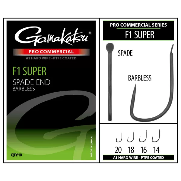Gamakatsu Coars Pro-C F1 Super Spade A1 PTFE BL Hameçon sans ardillon à palette #20