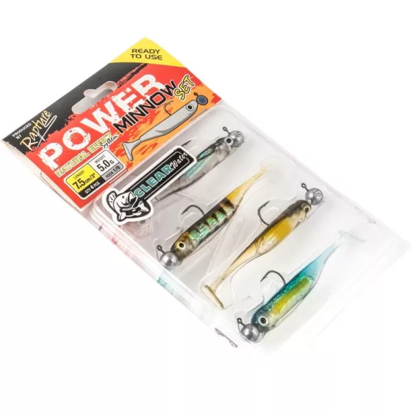 Rapture Power Minnow Set Shad Tail Clear Water 7,5cm 5gr Leurre en caoutchouc souple 4 pièces