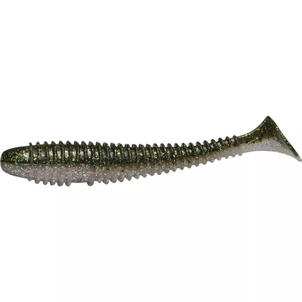 Rapture Leurre souple Nervuré Swing Shad 9,5cm Vert Fumée Leurre en plastique 7 pièces