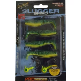   Rapture Kit Leurre souple Slugger Shad 5,5cm Jaune & Bleu 4+2 pièces Kit de leurres artificiels