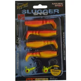   Rapture Kit Leurre souple Slugger Shad 5,5cm Jaune Fluo 4+2 pièces Kit de leurres artificiels