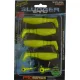 Rapture Kit Leurre souple Slugger Shad 7,5cm Jaune Néon 4+2 pièces Kit de leurres artificiels
