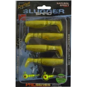   Rapture Kit Leurre souple Slugger Shad 7,5cm Fantôme Chartreuse 4+2 pièces Kit de leurres artificiels