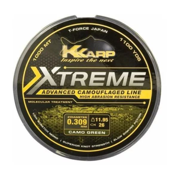 K-Karp Extreme Camouflage Herbes 1000m 0,28mm Ligne monofilament principale