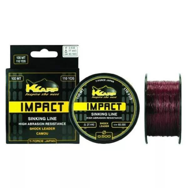 K-Karp Bas de ligne de choc Impact 100m 0,50mm Ligne monofilament principale