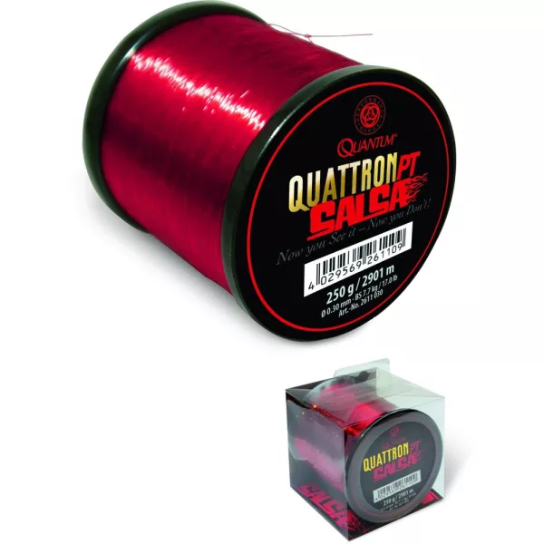 Quantum O 0,18mm Quattron Salsa H: 3000m 2,80kg / 6,20lbs rouge transparent - Ligne monofilament