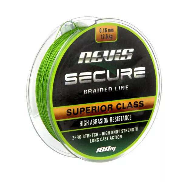 Nevis Secure Braided 100m 0.50mm Ligne principale tressée - Verte