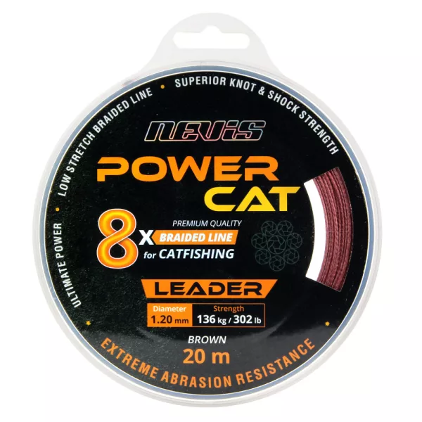 Nevis Powercat Braid Leader X8 20m 0.80mm Bas de ligne tressé-Marron
