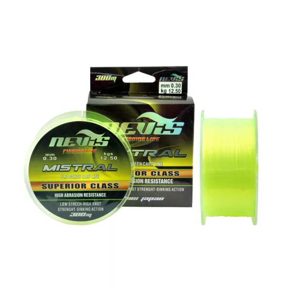 Nevis Mistral Fluo 300m 0.28mm ligne principale monofilament-Vert fluo