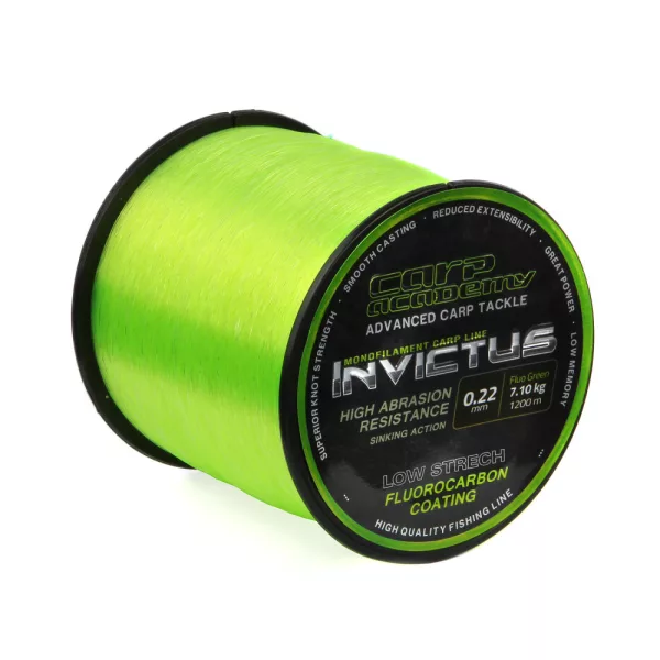 Carp Academy Invictus 1200m 0.28mm Fil de pêche principal Monofilament - Vert fluo