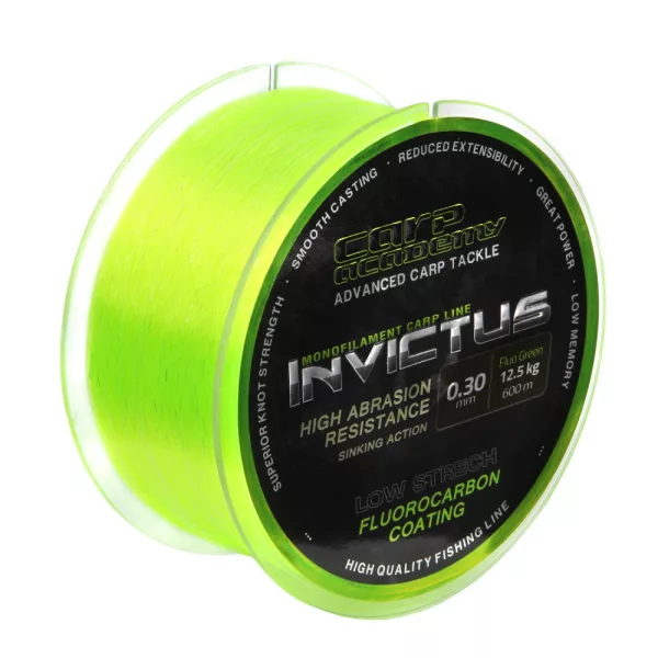 Carp Academy Invictus 600m 0.30mm Fil de pêche principal Monofilament - Vert fluo