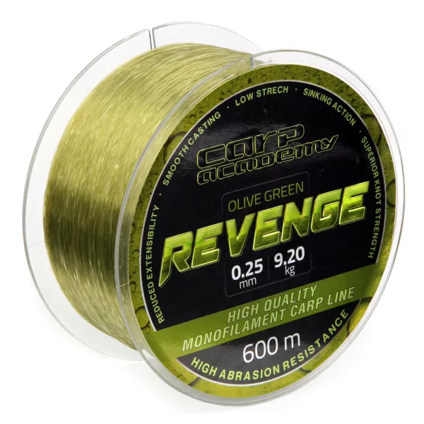 Carp Academy Revenge 600m 0.28mm Monofilament ligne principale-Vert