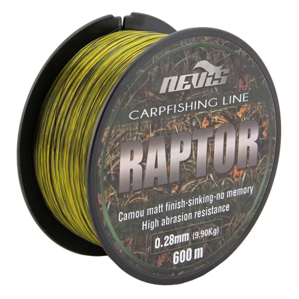 Nevis Raptor 600m 0.28mm Monofil ligne principale-Jaune+vert